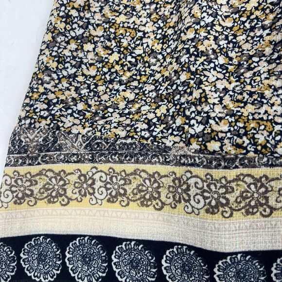 Knox Rose Brown Yellow Floral Flutter Sleeve A-Line Boho Peasant Dress Medium - Picture 8 of 12